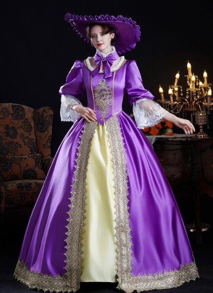 Purple Victorian Renaissance Dress Holiday Fantasy Theatrical Queen Clothing