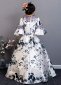 White Black Flower Printed Girls Rococo Bell Princess Dress 3