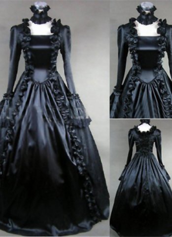 ピュアブラックゴシックビクトリアンドレス新品