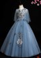 Children Girl Embroidery Sequin Blue Tulle Party Dress 2