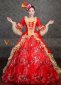 Red Long Flare Sleeves Lace Sequin Rococo Wedding Ball Gown Dress 2