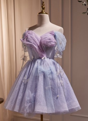 Plus Size Violet Off the Shoulder Mini Formal Dresses