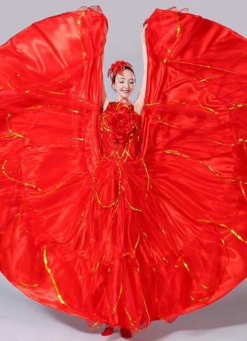 Spanish Flamenco Dance Dress Women Carnival Petal Cosplay Costume