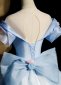 Deep V Neck Light Blue Beading Tulle Holiday Dress With Flower 4