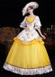 Yellow Printed Ruffled Half Sleeves Floor Length Venice Carnival Holiday Festive Formal Dress 3