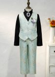 Kids Boys Vintage Brocade Jacquard Baroque Style 3 Piece Formal Blazer Suits Set for Party