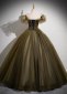 Deep Green Gorgeous Off Shoulder White Rose Applique Tulle Formal Dress 4
