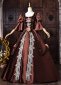 Brown Satin Lace Flower Short Sleeve Floor Length Masquerade Dress 2