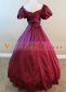 Wine Red Short Sleeve Southern Bell Victorian Ball Gown 3