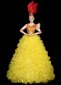 Yellow Flower Bud Shape Tulle Dresses Carnival Dance Fancy Dress