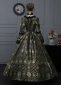 Cheap Black Gold Floral Brocade Victorian Dress 3