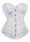 White Floral Printed Cotton Bustier Corset