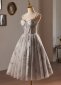 Gray Glitter Spaghetti Straps Corset Formal Dress