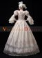 Champagne Long Flare Sleeves Lace Vintage Rococo Masquerade Ball Gown Dress 2