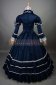 Dark Blue Long Sleeve Bow Renaissance Gothic Victorian Ball Gown Dress 3