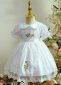 Kids Baby Shower Girls White Princess Embroidery Cotton Dresses