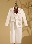 Upscale Boys Handmade Tailcoat 4pcs Slim Fit White Fashion Tuxedo Set for Weddings