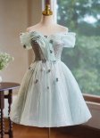 Off-the-Shoulder Appliques Short Tulle Homecoming Dress