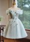 Off-the-Shoulder Appliques Short Tulle Homecoming Dress
