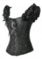 Black White Jacquard Sexy Corset Top with Puff Sleeves