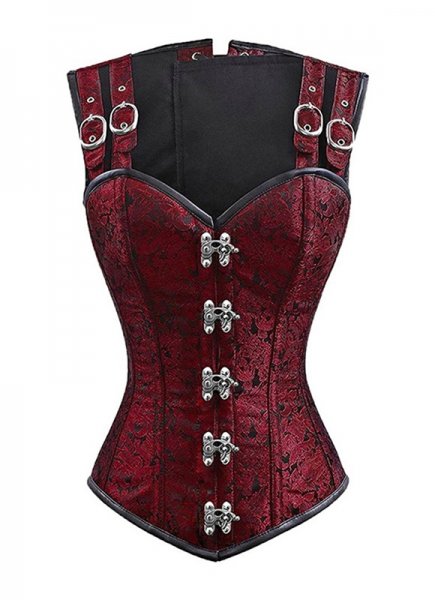High Backed Black Jacquard Brocade Underbust Corset