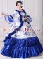 Blue Long Flare Sleeves Retro Bow Floral Masquerade Ball Gown Theater Costume 3