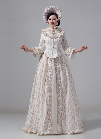 Victorian Bustle Floral Dresses Vintage Edwardian Masquerade Party Dresses