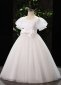 Flower Girl Big Bow Tulle Satin White Wedding Engagement Dresses 2