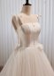 Simple White Ball Gown Satin Lace up Wedding Dress 2