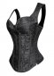 Waist Taming Black Brocade Jacquard Overbust With Straps