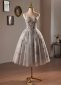 Gray Glitter Spaghetti Straps Corset Formal Dress 2