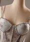 Gray Glitter Spaghetti Straps Corset Formal Dress 1