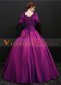 Purple Lace Short Flare Sleeves Floral Rococo Masquerade Dress Theater Costume 4