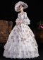 Pink Purple Floral Lace Short Flare Sleeve Floor Length Venice Carnival Dress 2