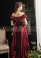 Wine Red Women Rococo Lolita Victorian Ball Gown Theatre Clothing 5
