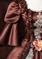 Brown Satin Lace Flower Short Sleeve Floor Length Masquerade Dress 7