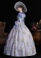 Light Blue Printed Long Flare Sleeve Floor Length Masquerade Ball Dress 4