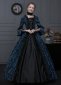 Renaissance Medieval Victorian Ball Gowns Blue Brocade Lace Vintage Historical Dresses Vampire Costume