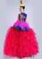 Carnival Women Blue And Red Tulle Ball Gown Princess Dance Costume 1