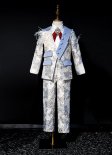 Boys Jacquard Formal Tuxedo Theater Stage Kids Outfit 4Pcs Suits