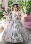 Children Victorian Marie Antoinette Dresses Girls Rococo Style Jacquard Historical Costume