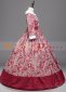 Red Floral Print Renaissance Civil War Victorian Dress Gown 2