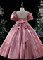 Girls Pink Big Bow Satin Birthday Party Formal Dress 2