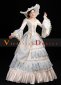 Blue Long Flare Sleeves Lace Embroidered Vintage Rococo Dress with Hat 3