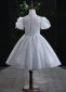 Girls Mock Neck Pearl Tulle Champagne Short Dresses 6
