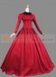 Red Cotton Long Sleeves Vintage Gothic Victorian Ball Gowns Dress