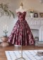 Vintage Burgundy Corset Off the Shoulder Jacquard Party Dress 1