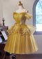 Yellow Spaghetti Straps Sequin Short Formal Dress