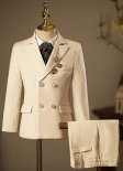 Boys Textured 6 Pcs Formal Beige Suit Slim Fit for Pageboy Wedding Communion Ages 3-16
