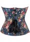 Vintage Blue Printed Overbust Corset 1